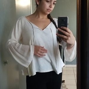 Sanctuary bell sleeved beige blouse